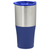 a blue and silver tumbler