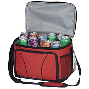 Additional Image 2 - a red cooler bag with soda cans inside