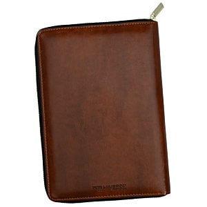 Additional Image 3 - a brown leather wallet with a zipper