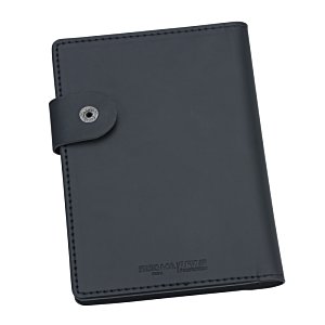 Additional Image 3 - a black leather case with a button