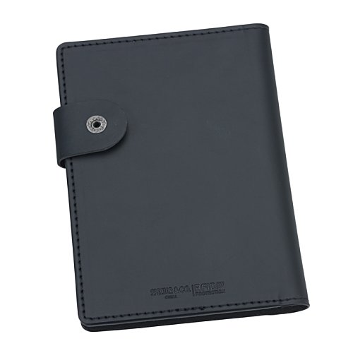 Additional Image 3 - a black leather case with a button