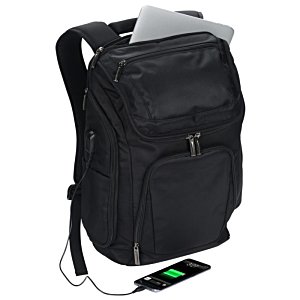 Additional Image 5 - a black backpack with a green light