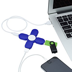 Additional Image 2 - a blue and green flower shaped usb cable connected to a laptop
