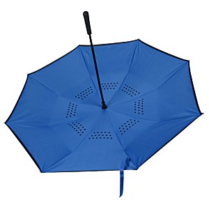 Additional Image 2 - a blue umbrella with a black handle