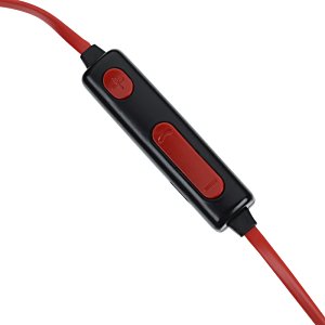 Additional Image 3 - a close up of a red and black earbud