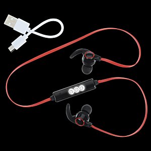 Additional Image 5 - a pair of red and white earbuds