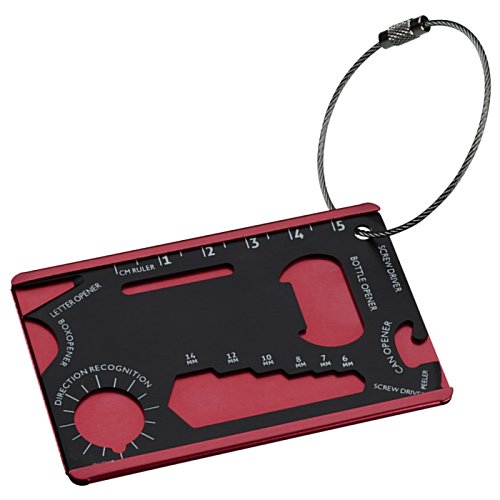 Additional Image 4 - a red and black tag with a black and red design