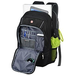 Additional Image 1 - a black backpack with a green strap