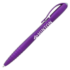 a purple pen with white text