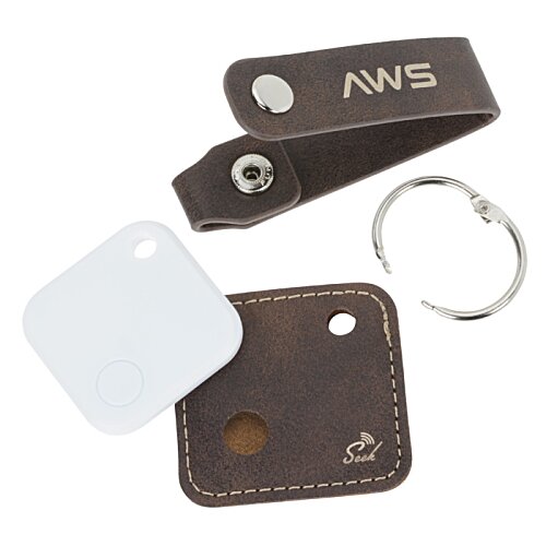 Additional Image 1 - a group of brown leather keychains