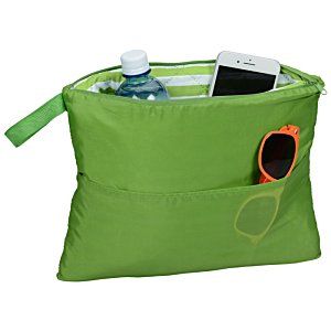 Additional Image 3 - a green bag with a pocket and a bottle of water and sunglasses