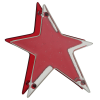 a red star with white border