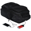 a black bag with a charger