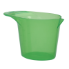 a green plastic measuring cup