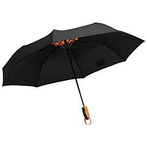Additional Image 2 - a black umbrella with orange handle