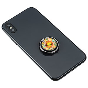 Additional Image 4 - a black cell phone with a circular logo on it