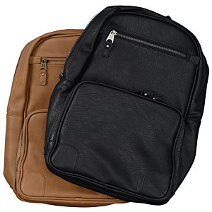 Additional Image 1 - a black backpack on top of a brown bag