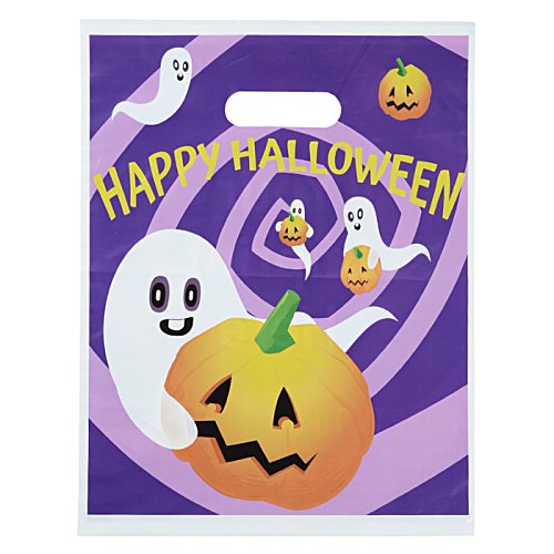 Additional Image 1 - a purple bag with images of pumpkins and ghosts