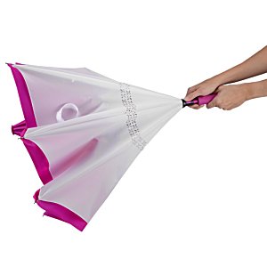 Additional Image 4 - a hand holding a white and purple umbrella