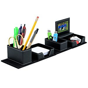 Additional Image 3 - a black desk organizer with different pens and pencils