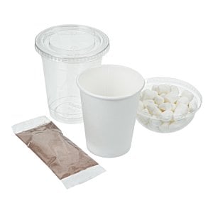Additional Image 1 - a white plastic cups and a packet of sugar