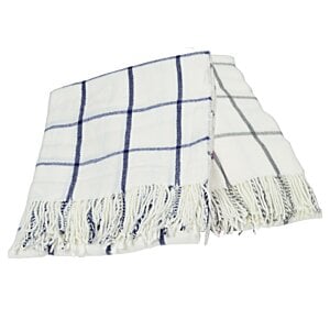 Additional Image 1 - a white and blue plaid blanket