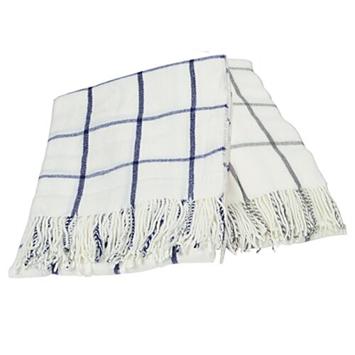 Additional Image 1 - a white and blue plaid blanket