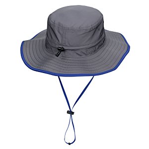 Additional Image 1 - a black hat with a blue strap