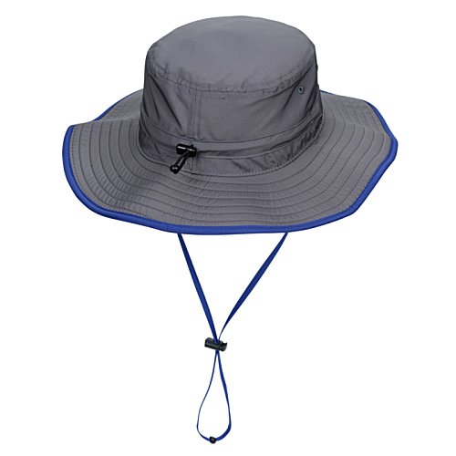 Additional Image 1 - a black hat with a blue strap