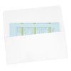 a white envelope with a blue and yellow strip