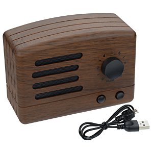 Additional Image 1 - a brown rectangular radio with a black knob and a black cord
