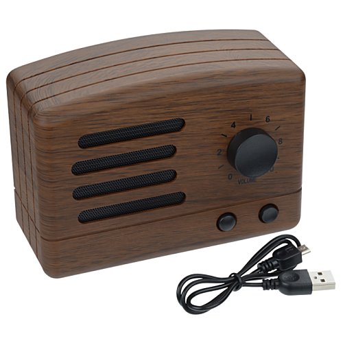 Additional Image 1 - a brown rectangular radio with a black knob and a black cord