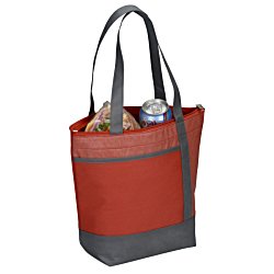 a red and grey bag