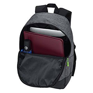 Additional Image 1 - a grey backpack with a laptop and a red tablet inside