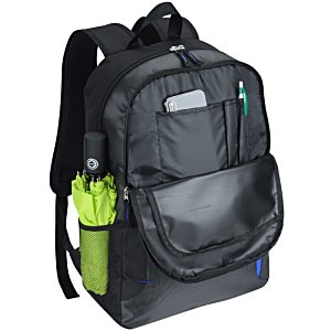 Additional Image 1 - a black backpack with a green water bottle