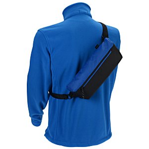 Additional Image 2 - a blue jacket with a black strap
