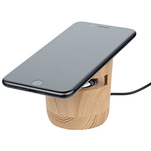 Additional Image 2 - a phone charging on a wood holder