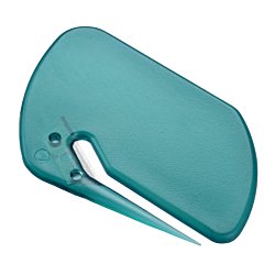 a blue object with a white handle