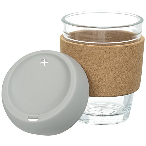 Additional Image 1 - a glass with a brown sleeve and a white lid