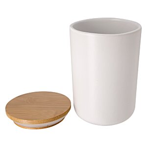 Additional Image 1 - a white mug with a wooden lid