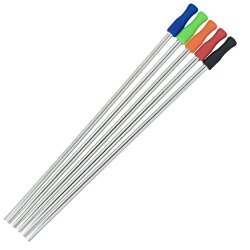 a group of colored pens