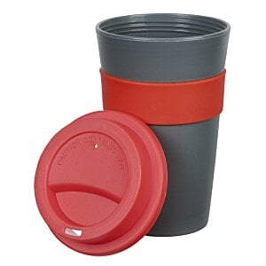 Additional Image 4 - a grey and orange cup with a lid