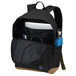 Additional Image 1 - a black backpack with a blue label