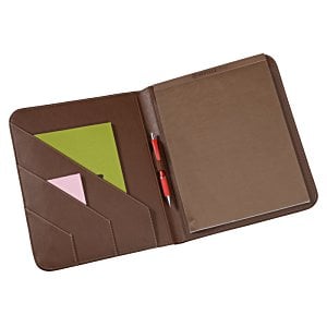 Additional Image 2 - a brown leather wallet with a green and pink triangle inside