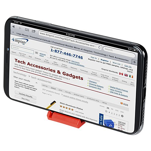 Additional Image 3 - a black rectangular device with a red stand