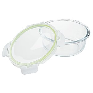 Additional Image 1 - a clear plastic bowl with a green rim