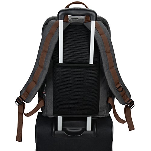 Additional Image 3 - a black backpack with brown straps