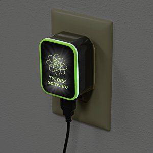 Additional Image 5 - a black and green rectangular object with a cord plugged into a wall
