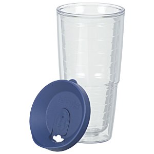 Additional Image 1 - a clear glass with a blue lid