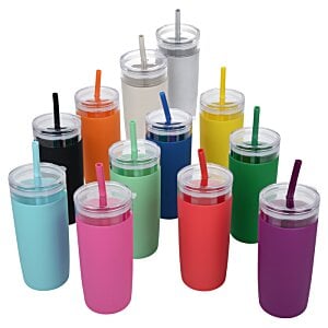 Additional Image 3 - a group of colorful cups with straws